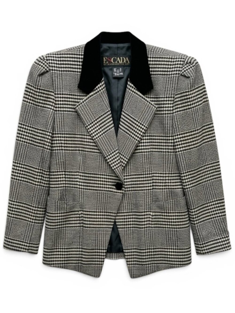 Escada Plaid Wool Blazer Size EU 36 = US 4-6 Vintage 80s